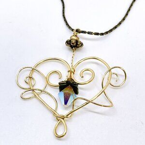Heart Pendant Robin Goodfellow Design Necklace Romantic Crystal Gift